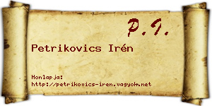 Petrikovics Irén névjegykártya